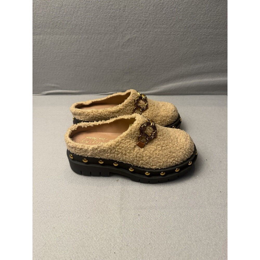 Circus NY by Sam Edelman Annie Mule Clogs Slip-on Shoes Tan Gold Accents 6